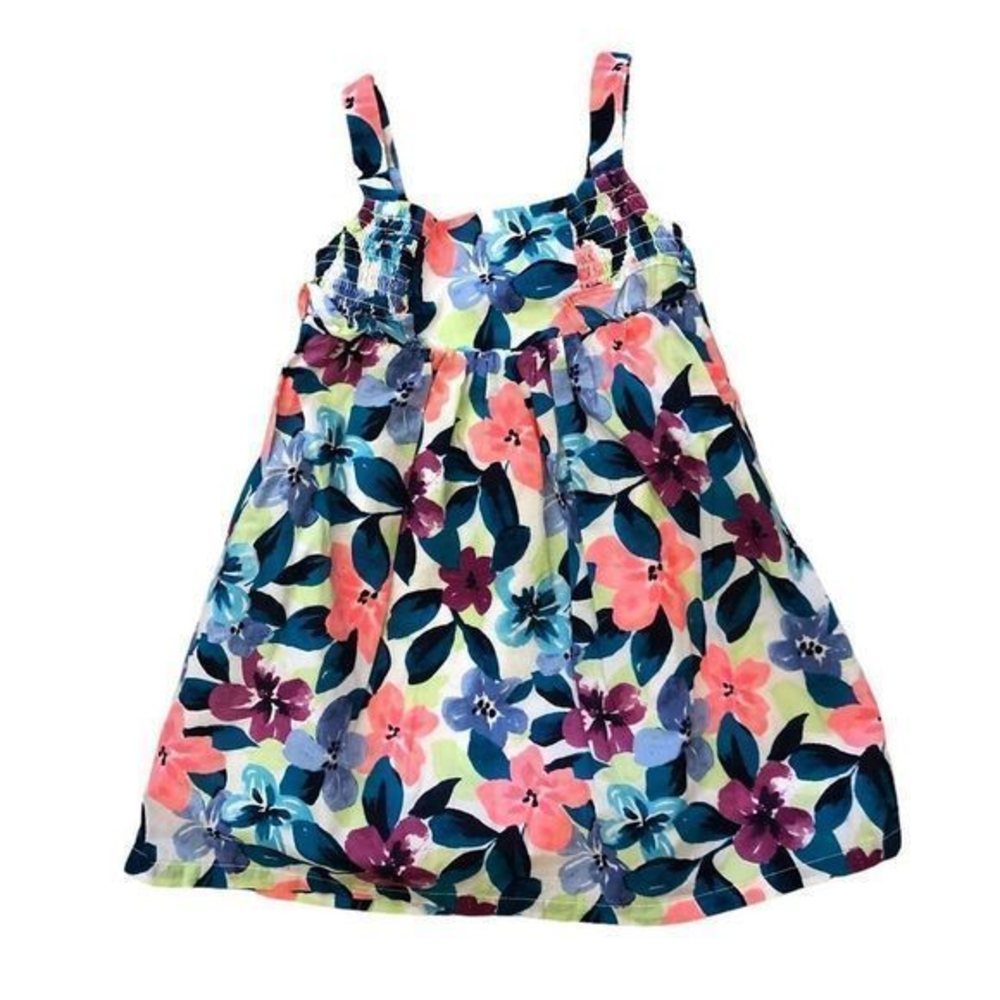 Gymboree 2T Floral Sun Dress‎ Lined Easter Smocking Ruffles Summer Flowers